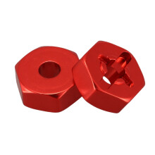 8Pcs Aluminum Alloy 12mm Combiner Wheel Hub Hex Adapter Upgrades for 144001 1/14 RC Car Spare Parts,Red