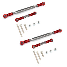 2X Metal Adjustable Steering Linkage Servo Link Pull Rod Turnbuckle for MN D90 D99 MN-90 -45 1/12 RC Car Crawler,Red