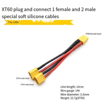 3X XT60 Paralleler Batterieanschluss, 1 Buchse auf 2 Stecker, Kabel, Dual-Verlängerung, Y-Splitter, 14 AWG Silikondraht für RC-Batterie