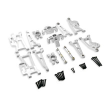 RC Auto-Accessoires Metalen Zwenkarm Stuurkop Upgradeset voor MJX Go 1/14 14209 14210 H14BM RC Auto (Zilver)