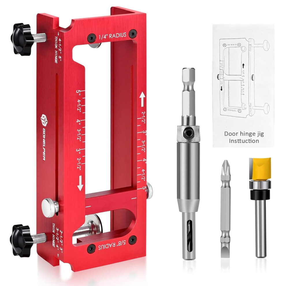 Aluminum Door Hinge Jig With Router Bit, Adjustable Mortise Template For 2.5'5' Hinges 9771547118206
