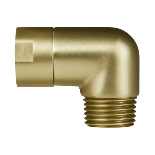 Brushed Gold Solid Brass Shower Head Adapter, 90 Adjustable Shower Arm Extension, Leak Fit