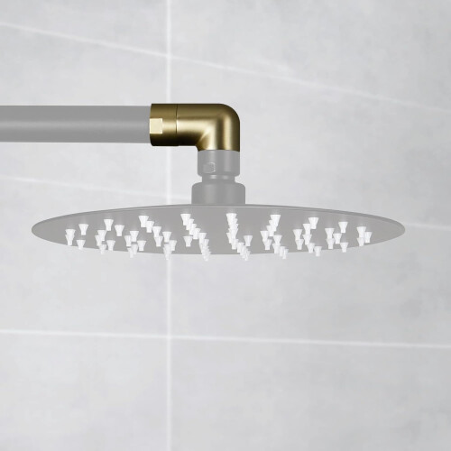 Brushed Gold Solid Brass Shower Head Adapter, 90 Adjustable Shower Arm Extension, Leak Fit 1