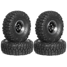 4Pcs 60mm 1.0In Metal Beadlock Wheel Tire Set for 1/18 1/24 RC Crawler Car TRX4M SCX24 AX24 FCX24 Upgrade Parts Black