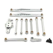 RC Biluppgradering Fast Rod Styrgrupp Servo Arm Kit för  1/12 124006 12423 12427 Pro RC Biluppgradering Delar Silver