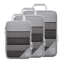 3-Teiliges Tragbares Taschen-Set Aus Komprimierbaren Reise-Aufbewahrungstaschen, Netz-GepäCk-Organizer, Grau