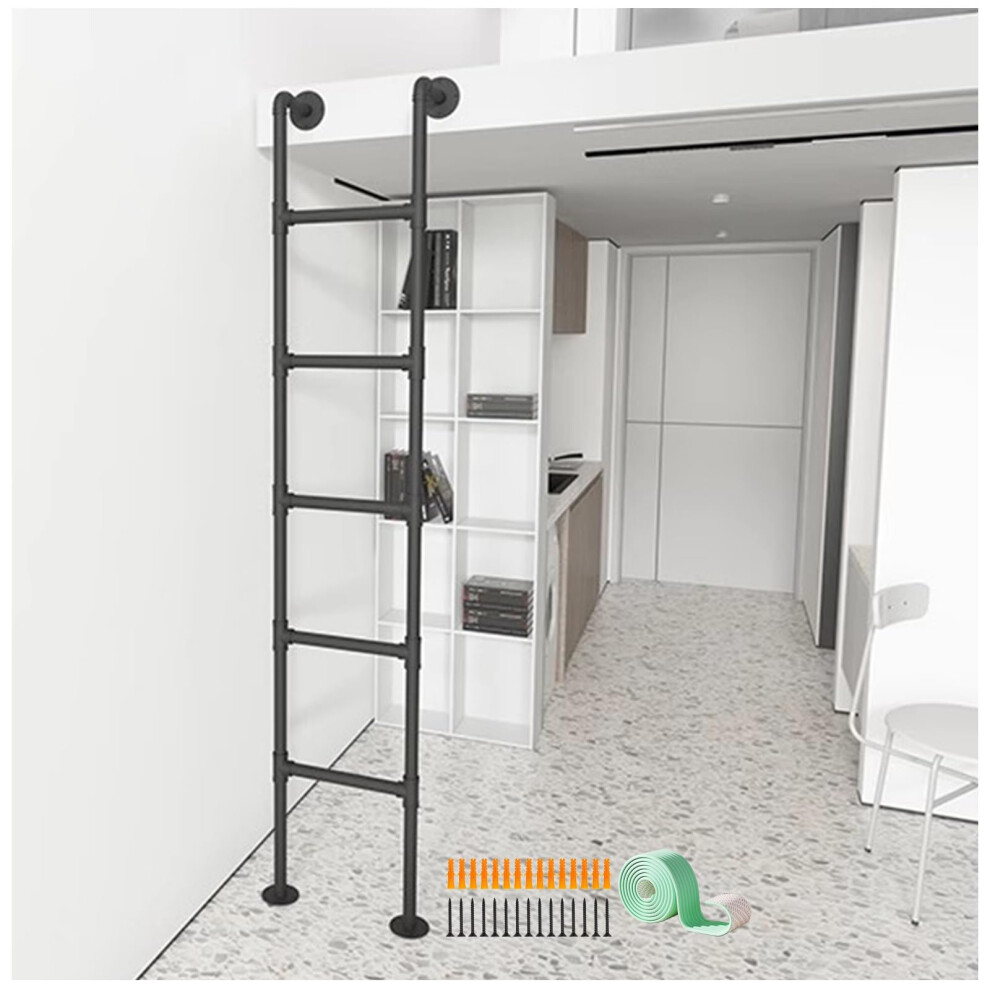 Metal Loft Ladder 69 Inch With Selfadhesive Foam Padding, Heavyduty Bunk Bed Access Black