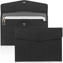 2Pcs Document File Folder, Waterproof Thin PU Leather A4 Envelope Folder Expanding File Organizer Portfolio Storage Case