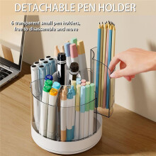 360 Degree Rotation Pen Holder, 6 Slots Pencil Holder for Desk, Desk Organizers for Office Supplies, Home Office
