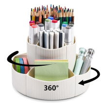 11 Slots 360 Degree Rotating Desk Organizer, Pencil Pen Holder for Desk, Dual-Purpose Desk Organizers and Accessories,