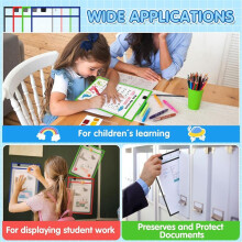 28Piece Work Note Holder Reusable Note Holder Pocket Plastic File Bag Dry Erase Sleeve for Teacher Office Organization E