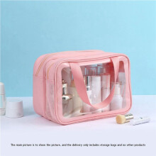 Neceser TranslúCido Mate, Con PráCtico Asa, DiseñO de Bolsa Organizadora de CosméTicos y Maquillaje con SeparacióN HúMeda y Seca, Rosa