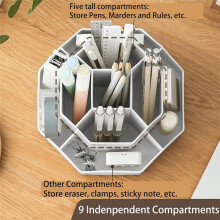 Portapenne da Scrivania, Organizer da Scrivania Girevole a 360 Gradi con 9 Slot, Accessori per Organizzatori di Penne (Rosa)