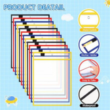 28Piece Work Note Holder Reusable Note Holder Pocket Plastic File Bag Dry Erase Sleeve for Teacher Office Organization A