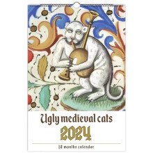 Calendario di Gatti Medievali Strani, Calendario di Gatti Medievali Strani Divertenti 2024, Calendario Medievale Strano di Cat Walk A