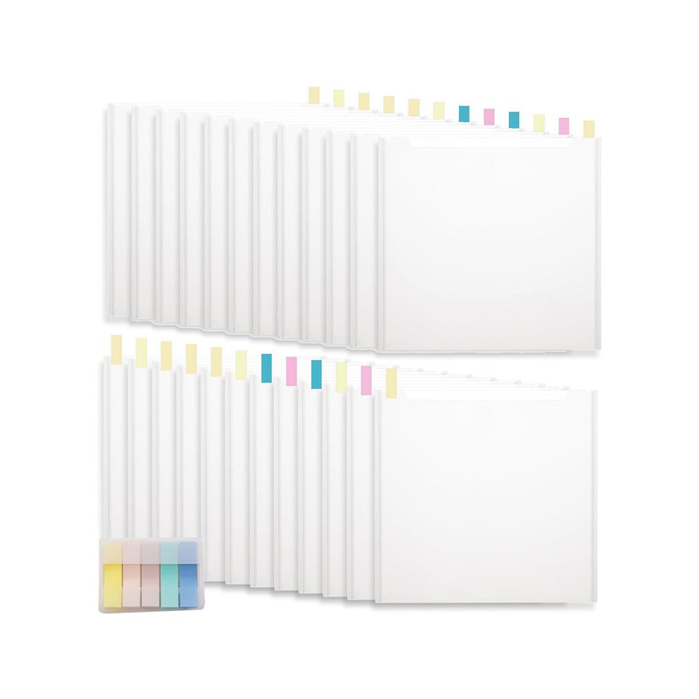 24Pcs Scrapbook Paper Storage Organizer, 12X13 Inch Clear Scrapbook Paper Organizer With 100Pcs Sticky Index Tabs 4711114118753