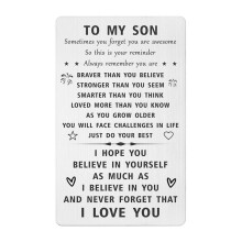 Regalos para Mi Hijo, Tarjeta de Billetera Grabada para Hijo, Recuerda de QuiéN Eres Hijo, Idea de Regalo de GraduacióN de AñO Nuevo con Sobre