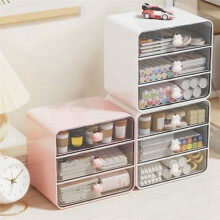 3 Tiers Makeup Organizer Holder Cosmetic Storage Box, Bathroom Countertop Organizer, Desk Organizer with Drawers White-A