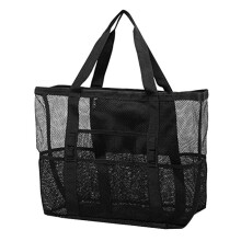 Large Capacity Mesh Beach Tote Bag Handheld Lunch Bag Useful Shoulder Bag Bath Bag Food Drink Travel Storage Bag
