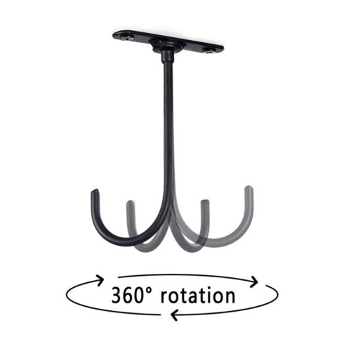 1pcs 360-Degree Rotating Key Rack Under Cabinet Banana Hook Fruit Preservation Bracket Metal Iron Black Mug Cup Hook 1