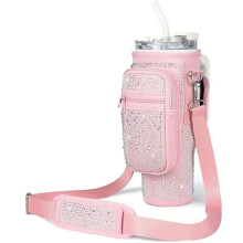 Sparkling Rhinestone Water Bottle Bag Compatible with for 40/30 Oz Insulated Tumbler Bag Suitable for Daily Use