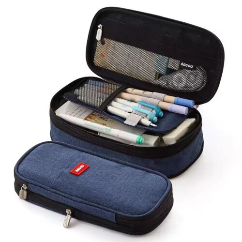 Solid Pencil Case High Capacity Stationery Pen Holder Bag School Student Glue Ruler Eraser Box Gift Organizer 2