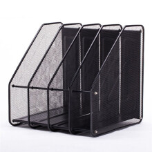 Metal Iron Mesh Quadruple-Column File Rack Bookshelf Data Rack Desktop File Box Four-Grid Metal Multi-Layer File