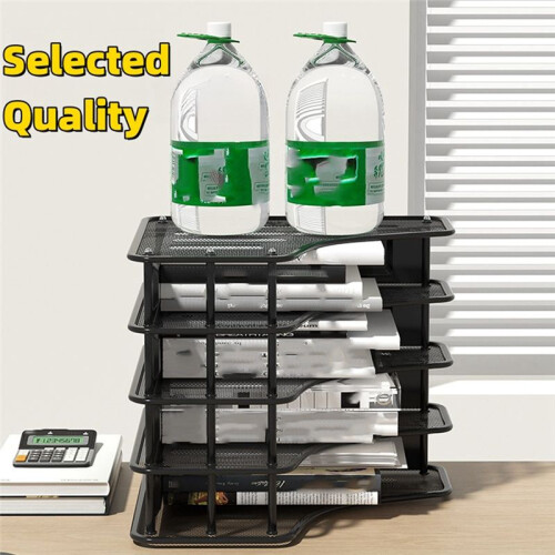 Metal Iron Mesh Quadruple-Column File Rack Bookshelf Data Rack Desktop File Box Four-Grid Metal Multi-Layer File
