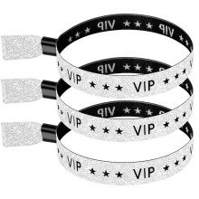 100Er-Pack VIP-Stoff-Event-ArmbäNder, Einfarbige Stoff-ArmbäNder, Farbige ArmbäNder für AktivitäTen, Partys (Silber)
