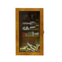 Miniature Bookshelf Pocket Anxiety Bookshelf Wooden Tiny Book Library Stress Reliever Bookshelf Tabletop with 80 Books