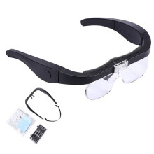 Rechargeable Magnifier, Magnifier, Eyeglass Magnifier for Reading and Hobbies with 2 LED Lights and Lenses