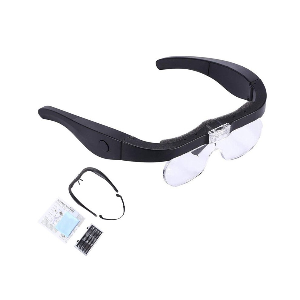 Rechargeable Magnifier,  Magnifier, Eyeglass Magnifier for Reading and Hobbies with 2 LED Lights and Lenses