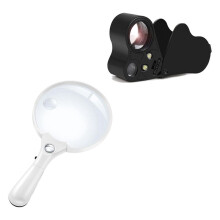 30X 60X Jewelers Loupe Bundle with 10X 20X 45X Large Magnifying Glass with Light for Seniors Reading, Inspection Coin