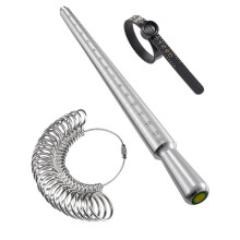 Ring Sizer Measuring Tool Set with Magnifying Glass, Integrated Conical Solid Ring Mandrel Sizer Tools for Ring Repair