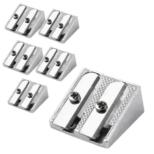 Handheld Metal Pencil Sharpener with 2 Holes, Pack of 6