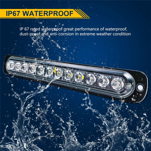 12LED Safety Emergency Flashing Lights, 12V-24V Strobe Warning Light, Breakdown Beacon LED Light Bar ,+White 2
