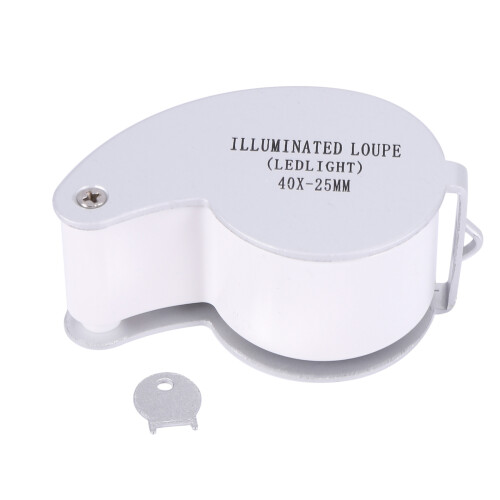 40 X 25mm Lente de Cristal Lupa con LED