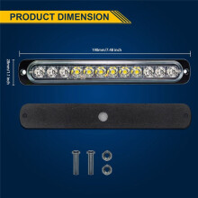 Feux Clignotants D'Urgence de SéCurité 12 LED, Voyant D'Avertissement Stroboscopique 12 V-24 V, Barre Lumineuse LED de Balise de Panne, Bleu + Blanc