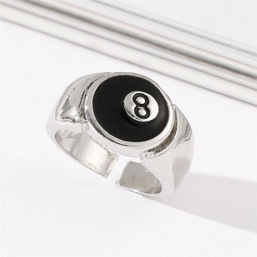 8  Pool  Ring,Adjustable Number Black 8 Eight Pool Billiard Ring, for Pool Lovers, Billiards Men'S Ring 2