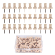 80pcs H-Shape Wood Decorative Push Pins, Wood  and Steel Needle Point Thumb Tacks for Photos, Maps and Cork Boards