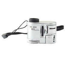 Microscopio con Lente D'Ingrandimento Tascabile 60X con Luce a Led Ultravioletta