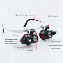 2Pcs -Mounted Microscope Jeweler Magnifier with LED Light 8X/15X/23X Magnifying Magnifier Loupes Repair Tool