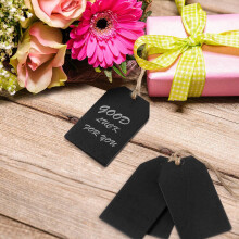 20Pcs Chalkboard Tags Hanging Wooden Chalkboard Signs , Hanging Chalkboard Labels,Message Tags, Black
