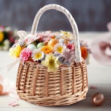 Gewebter Blumen Korb Rattan Aufbewahrung Korb Blumen MäDchen Hand Korb Handgemachter Blumen Korb mit Schleife, S.
