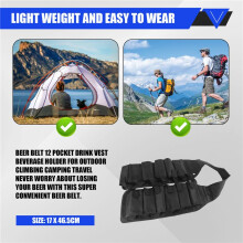 Beer Belt 12 Pocket Drink Vest Beverage Holder for Outdoor Climbing Camping Travel