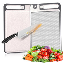 Stainless Steel DoubleSided Cutting Board with Knife Sharpener and Garlic Grinder, NonSlip, Dishwasher Safe