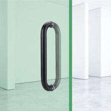 Glass Door Handle 304 Stainless Steel Door Pull with Modern Black Finish for Bathroom Shower Door