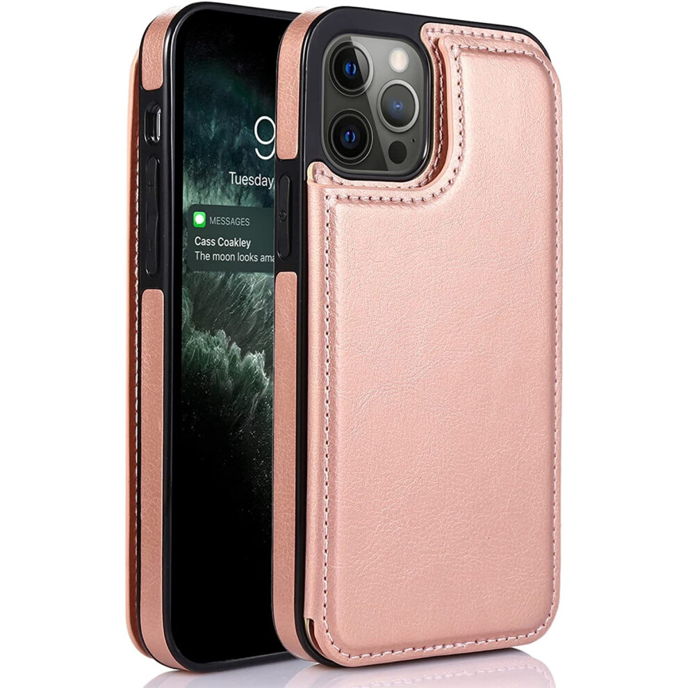 Wallet Case Leather Magnetic Flip Kickstand Card Holder Shockproof For Iphone 14 Plus Pink 9771547068280