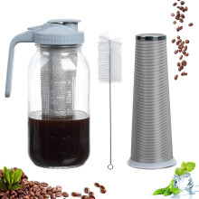 64 oz Cold Brew Coffee Maker Glass Pitcher with Stainless Filter LeakProof Lid for Iced Coffee