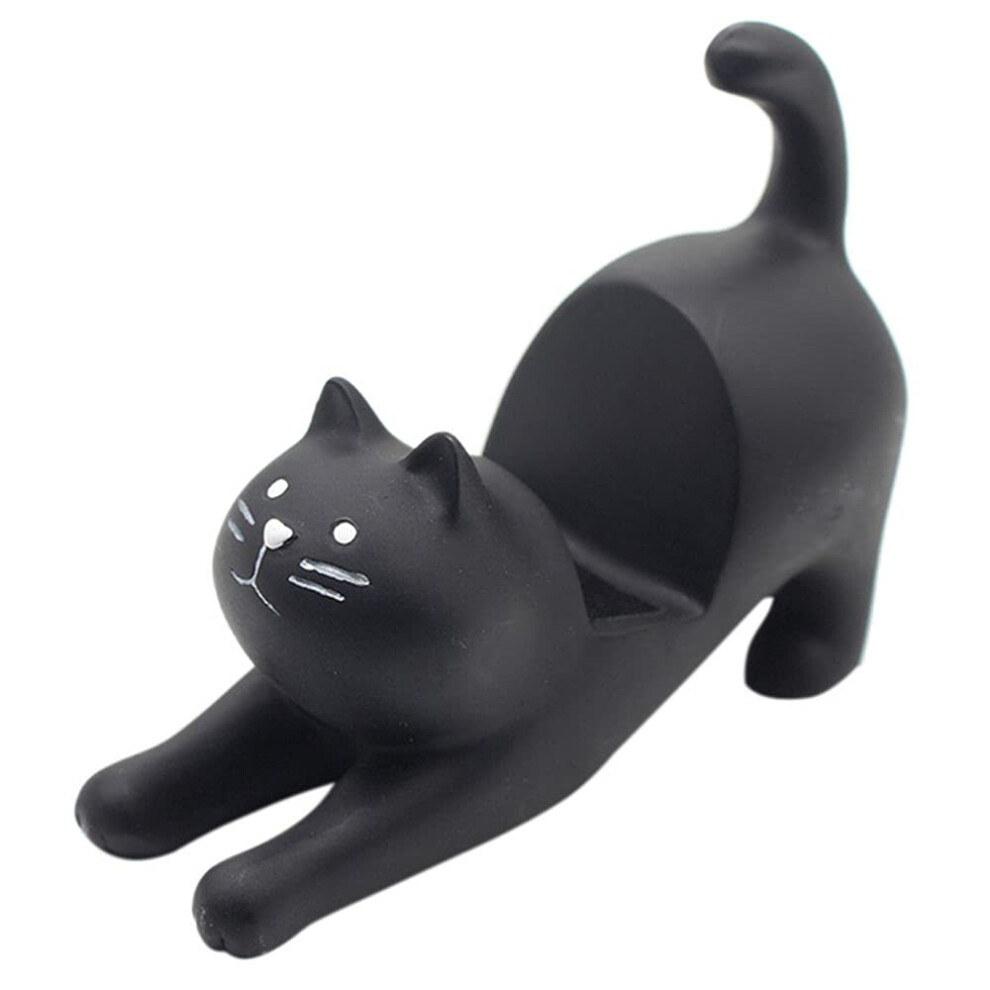 Cute Cat Phone Stand For Desk, Stable Scratchresistant Cell Phone Holder For Desktop Black 9169991066264